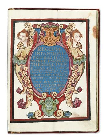 MANUSCRIPT.   Patent of nobility in favor of Maria Manuela Teresa Fuenbuena de la Fuente. Ms. in Latin and Spanish on vellum. 1667